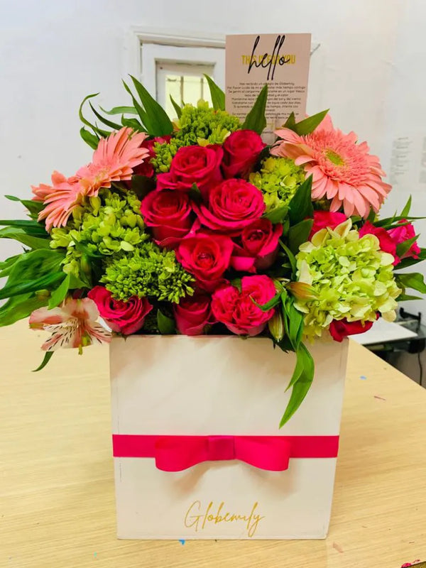 Floral box con rosa roja